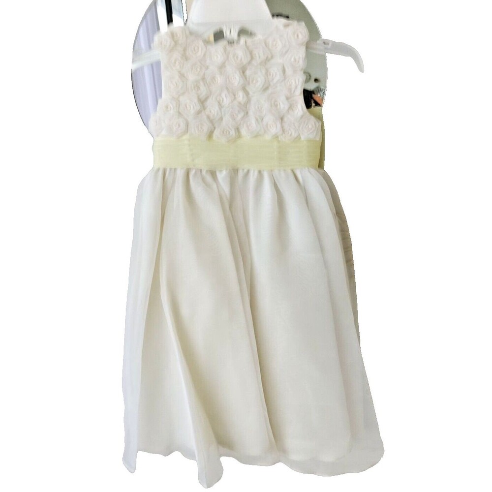 EDEN PRINCESS IVORY YELLOW SHACH SZ 4 FORMAL EASTER FLOWER GIRL DRESS GOWN